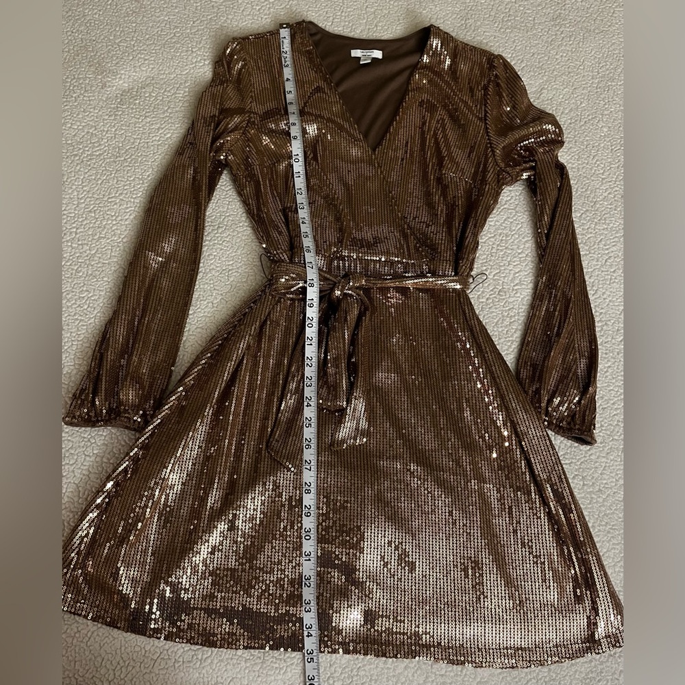 Nine West Shimmering Gold Long Sleeve Dress - Picture 8 of 9